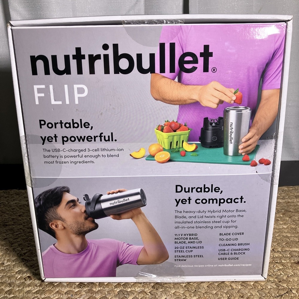 New! Nutribullet Flip Insulated Portable Blender in Brushed Stainless Steel - Picture 3 of 5